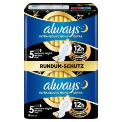 always Ultra Binde Secure Night Extra mit Flügeln BigPack 16 Stk