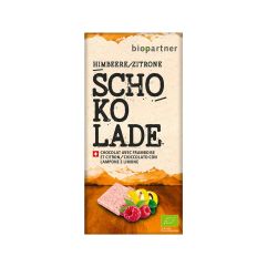 Bio Partner Schokolade weiss mit Himbeere und Zitrone 75 g