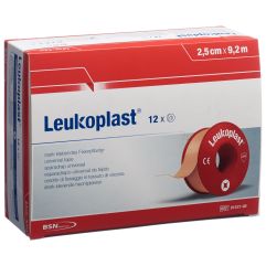 Leukoplast Fixierpflaster 9.2mx2.5cm hautfarbig ohne Schutzring 12 Stk