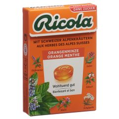 Ricola Orangen-Minze Kräuterbonbons ohne Zucker mit Stevia Box 50 g