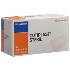 CUTIPLAST STERIL pans vuln 15cmx8cm blanc 50 pce