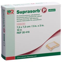 SUPRASORB P pansement mousse 7.5x7.5cm adhé 10 pce