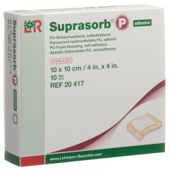 SUPRASORB P pansement mousse 10x10cm adhé 10 pce