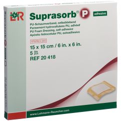 SUPRASORB P pansement mousse 15x15cm adhé 5 pce