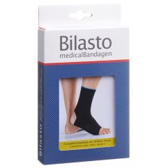 Bilasto Fussgelenkbandage S Ferse offen schw/blau 1 Stück