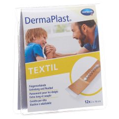 DermaPlast Textil Fingerverband 2x16cm hautfarbig 12 Stk