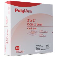 PolyMem Adhesive Dressing Cloth-Backed 5x5cm (#) 20 Stk