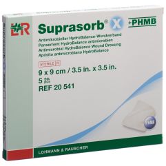 Suprasorb X + PHMB HydroBalance-Wundverband 9x9cm antimikrobiell 5 Stk