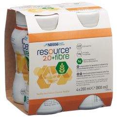 RESOURCE 2.0+fibre Vanille Geschmack 4 x 200 ml