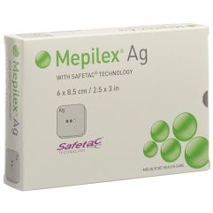 MEPILEX Ag pans hydrocel Safetac 6x8.5cm sil 5 pce