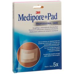 3M MEDIPORE+PAD 10x10cm compresse 5x5.5cm 5 pce