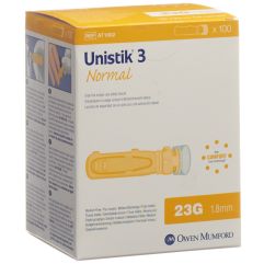 UNISTIK 3 lancettes Normal 23G (1.8mm) 100 pce