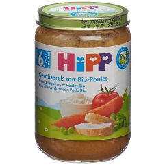 HIPP riz aux légumes et poulet bio verre 190 g