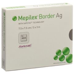 MEPILEX Ag Border pans hydrocell 7.5x7.5cm 5 pce