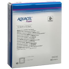 AQUACEL Foam Schaumverband adhäsiv 12.5 x 12.5 cm 10 Stück