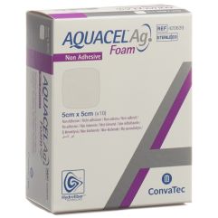 AQUACEL Ag Foam Schaumverband nicht-adhäsiv 5x5cm 10 Stk