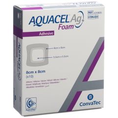 AQUACEL Ag Foam adhésif 8x8cm 10 pce