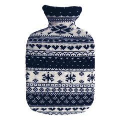 SÄNGER Wärmflasche 2l Strickbezug blau Norweger