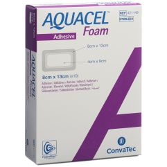 AQUACEL Foam Schaumverband adhäsiv 8x13cm 10 Stk