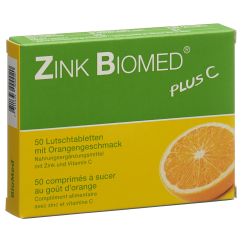 ZINK BIOMED PLUS C 50 Lutschtabletten mit Orangengeschmack