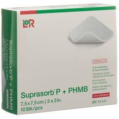 SUPRASORB P+PHMB pansement mousse 7.5x7.5cm 10 pce