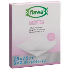 FLAWA Gazin Compr pliées 7.5x7.5cm stéri 5 x 2 pce