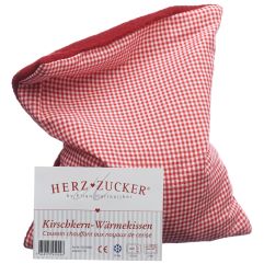 HERZZUCKER Kirschkernkissen 26x21cm Karo/Wollwalk rot