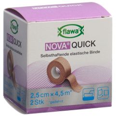 Flawa Nova Quick kohäsive Reissbinde 2.5cmx4.5m hautfarbig 2 Stk