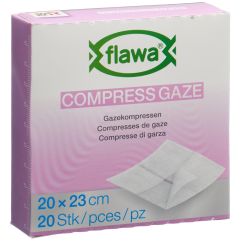 Flawa Gazekompressen geschnitten 20x23cm keimreduzierend behandelt 20 Stk