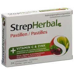 StrepHerbal Pastillen Minze Menthol und Kirschgeschmack 24 Stk