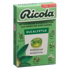 Ricola Eucalyptus Bonbons ohne Zucker mit Stevia Box 50 g