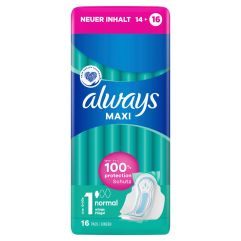 ALWAYS Maxi serviettes hygiéniq Normal aile 16 pce