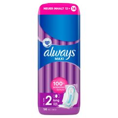 ALWAYS Maxi serviettes hygiéniq Long aile 14 pce