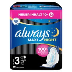 ALWAYS Maxi serviettes hygiéniq Night aile 12 pce