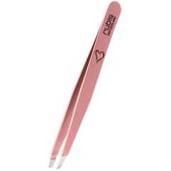 Rubis Pinzette schräg Inox rosa mit Herz x 2Stk