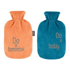 Fashy Wärmflasche 2l Flauschbezug Do It Today apricot/blau Thermoplastik x 2Stk