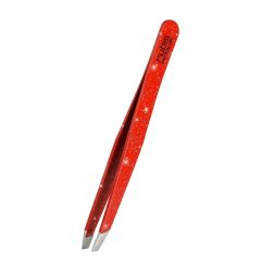 RUBIS Pincette biseautée Inox rouge pailleté