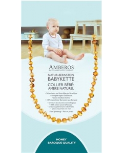 AMBEROS Natur Bernsteinkette Baby Baroque Honey